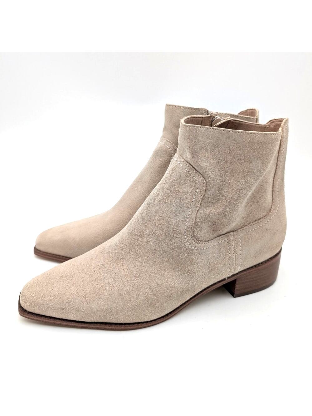 Cole Haan Naia Pointed Toe Block Heel Booties Women's Natural Size US9B EU39.5